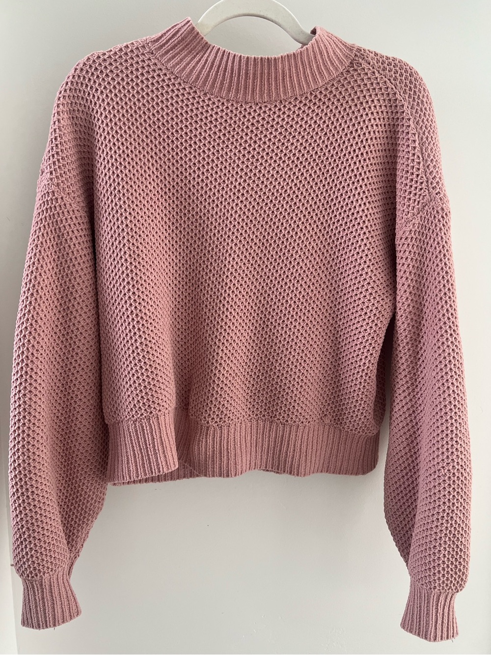 Hollister Dusty Pink Waffle-Knit Crew Sweater